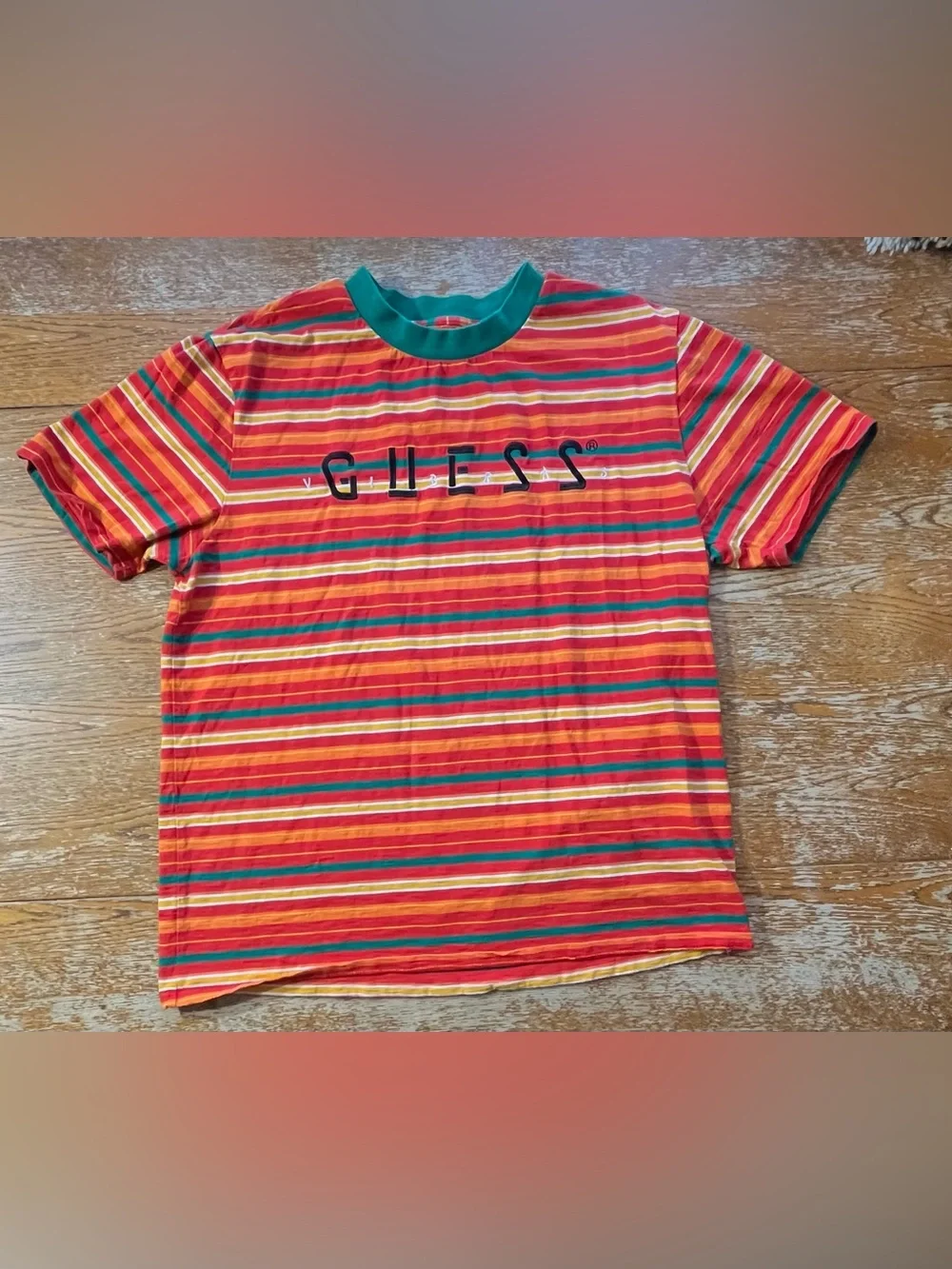 Guess x J Balvin Vibras collection striped crew neck t-shirt Size Large Mens - Picture 1 of 5